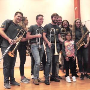 The Baylor University Jazz Ensemble after a performance in Collique, Peru